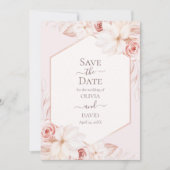 Boho Pink Roses淡い色の Save the Date Card 招待状 (正面)