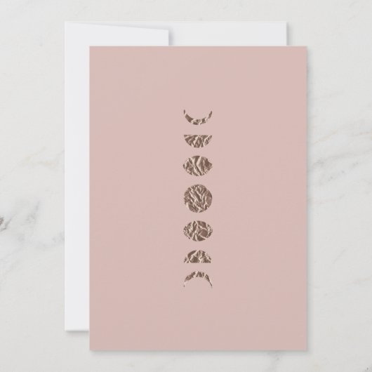 Boho Pink Shine Moonフェイズ赤ちゃんモダンシャワー 招待状 (裏面)