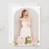 Boho Pink Watercolor Floral Photo Graduation Party 招待状 (裏面)