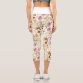 boho Pink Wildflower Watercolor  カプリレギンス (裏面)