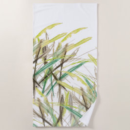 Boho Plants水彩手絵を描型 ビーチタオル