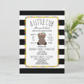 Boho Pom Poms Bear Cubベビーシャワー 招待状 (スタンド正面)