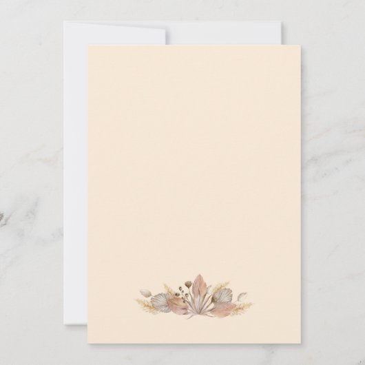 Boho Pompas Grass日付を保存WHITE 招待状 (裏面)