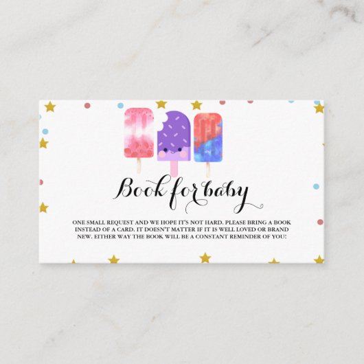 Boho Popsicle Baby Showerブックリクエスト エンクロージャーカード (正面)