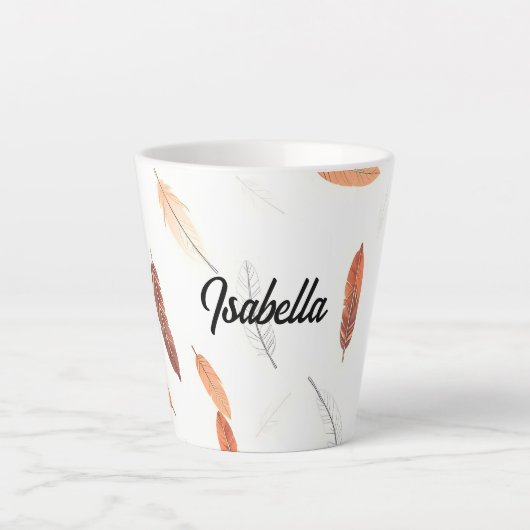 Boho Popular Feathers Luxury Collection カフェラテマグ (正面)