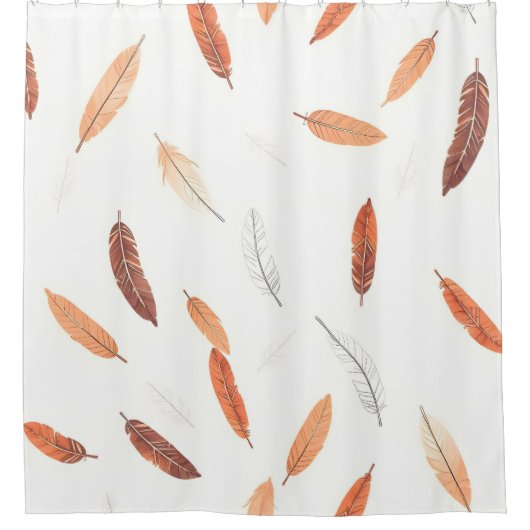 Boho Popular Feathers Luxury Collection シャワーカーテン (正面)