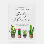 Boho Potted多肉植物とサボテンの赤ちゃんシャワー アクリルサイン (正面)