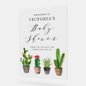 Boho Potted多肉植物とサボテンの赤ちゃんシャワー アクリルサイン (傾斜)