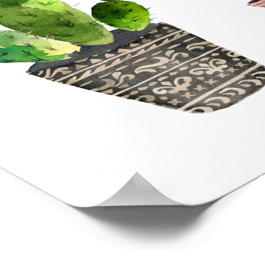 Boho Potted多肉植物とサボテンの赤ちゃんシャワー ポスター (角)