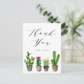 Boho Potted SucculentとCactus結婚's Thank You ポストカード (スタンド正面)