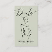 Boho Pregnant Lady Line Art Doula Midwife QRCODE 名刺 (正面)