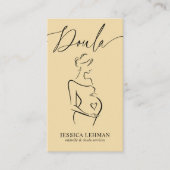 Boho Pregnant Lady Line Art Doula Midwife QRCODE 名刺 (正面)