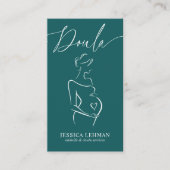 Boho Pregnant Lady Line Art Doula Midwife QRCODE 名刺 (正面)