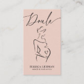Boho Pregnant Lady Line Art Doula Midwife QRCODE 名刺 (正面)