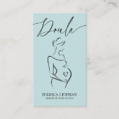 Boho Pregnant Lady Line Art Doula Midwife QRCODE 名刺 (正面)