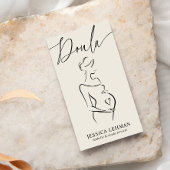 Boho Pregnant Lady Line Art Doula Midwife QRCODE  名刺