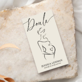 Boho Pregnant Lady Line Art Doula Midwife QRCODE 名刺