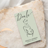 Boho Pregnant Lady Line Art Doula Midwife QRCODE  名刺