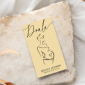 Boho Pregnant Lady Line Art Doula Midwife QRCODE 名刺