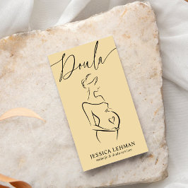Boho Pregnant Lady Line Art Doula Midwife QRCODE 名刺