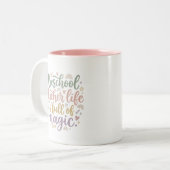 Boho Preschool Teacher Mug Life is Full of Magic ツートーンマグカップ (正面左)