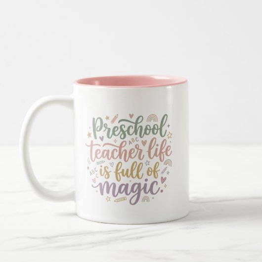Boho Preschool Teacher Mug Life is Full of Magic ツートーンマグカップ (左)