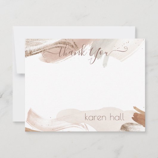 Boho Pretty Abstract Thank You Personalized Name ノートカード (正面)