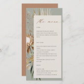 Boho Protea乾燥パームフローラ結婚のメニューカード サンキューカード (正面/裏面)
