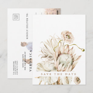 Boho Protea Pampas Grass Save the Date Photo Postc ポストカード