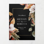 Boho Pumpkin写真素朴QRコードブラック結婚ズ 三つ折り招待状 (カバー)