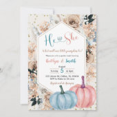 Boho Pumpkin秋He or Her Gender Reveal Invitati 招待状 (正面)