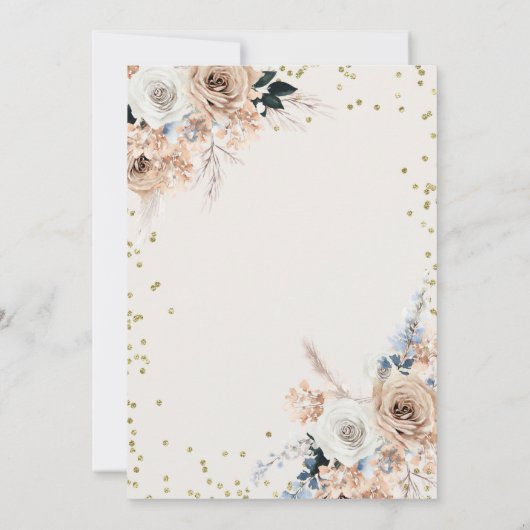 Boho Pumpkin秋He or Her Gender Reveal Invitati 招待状 (裏面)