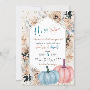 Boho Pumpkin秋He or Her Gender Reveal Invitati 招待状