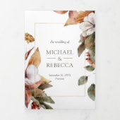 Boho Pumpkin素朴写真QRコード結婚s 三つ折り招待状 (カバー)