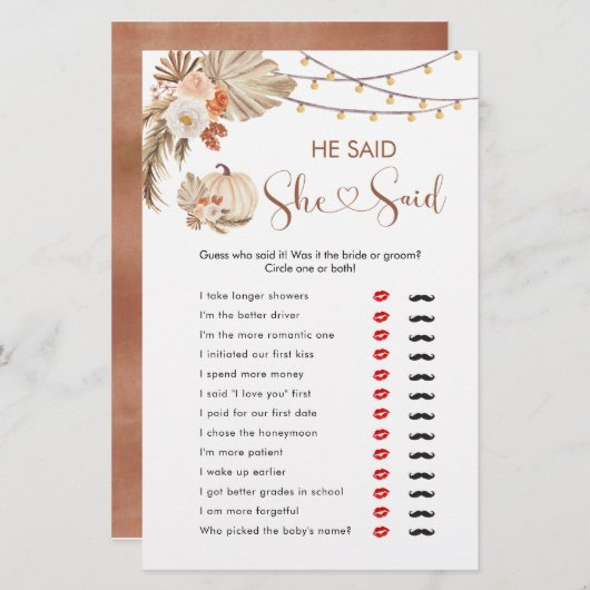 Boho Pumpkin素朴秋恋の彼は彼女が言った (正面/裏面)