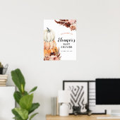 Boho Pumpkin素朴 Baby Showerウェルカムサイン ポスター (ホームオフィス)