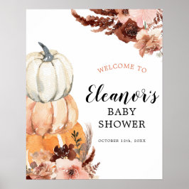 Boho Pumpkin素朴 Baby Showerウェルカムサイン ポスター