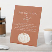 Boho Pumpkin赤ちゃんシャワーどのように彼女の腹が大きい 台座サイン (インサイチュ)