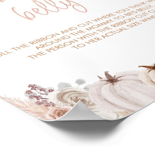 Boho Pumpkin赤ちゃんシャワーどのように彼女の腹のサインは大きい ポスター (角)