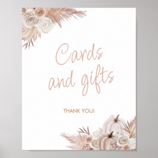 Boho Pumpkin赤ちゃんシャワーカードとギフトサイン ポスター (正面)