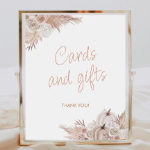 Boho Pumpkin赤ちゃんシャワーカードとギフトサイン