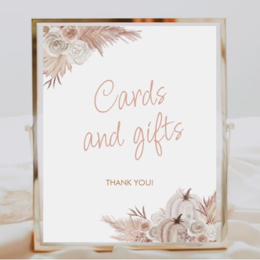 Boho Pumpkin赤ちゃんシャワーカードとギフトサイン ポスター