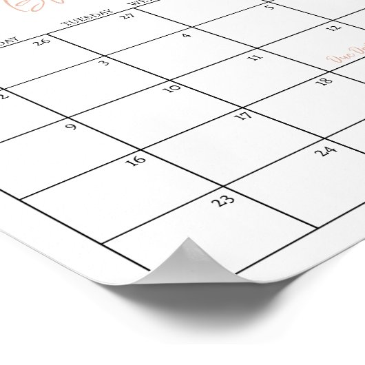 Boho Pumpkin赤ちゃんシャワー推定期日カレンダー ポスター (角)