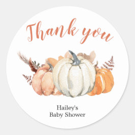 Boho Pumpkin Baby 素朴 Showerありがとうステッカー ラウンドシール