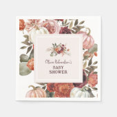 Boho Pumpkin Floral Fall Baby Shower スタンダードカクテルナプキン (正面)