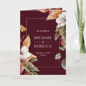 Boho Pumpkin Photo QR Code Burgundy Wedding 招待状 (正面)