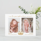 Boho Pumpkins Baby Twins Photo Announcement 案内状 (スタンド正面)