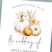 Boho Pumpkins Grasses QRコード結婚ズ 招待状