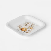 Boho Pumpkins Pampas Grasses名デイズベビーシャワー ペーパープレート (傾斜あり)