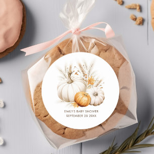 Boho Pumpkins Pampas Grasses名デイズベビーシャワー ラウンドシール